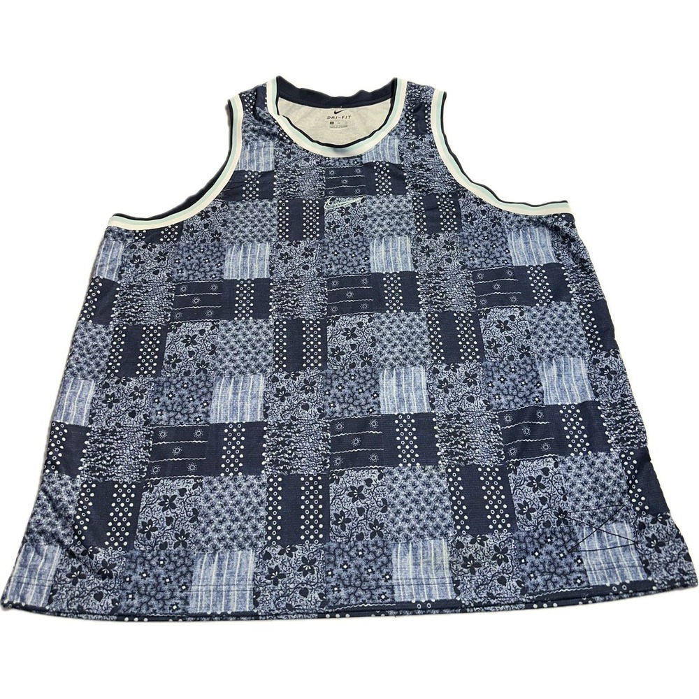 Nike Dri-Fit DNA CK5301-455 Quick Dry Plaid Casual Basketball Jersey Mens SZ:3XL